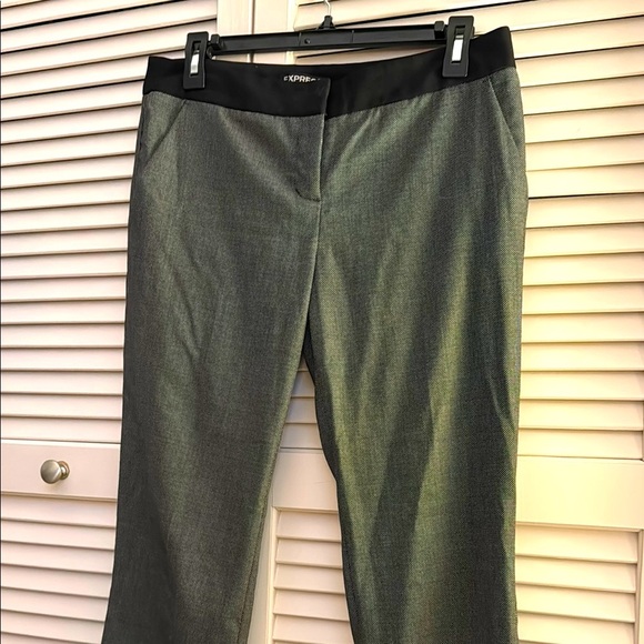 Express Editor Work Pants Y2K Straight Leg Tuxedo Combination EUC Size 4R - Picture 1 of 5